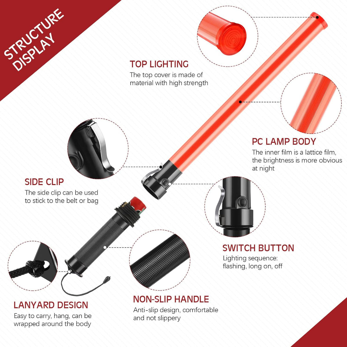 12 Pieces LED Traffic Baton with 2 Flashing Modes I658684