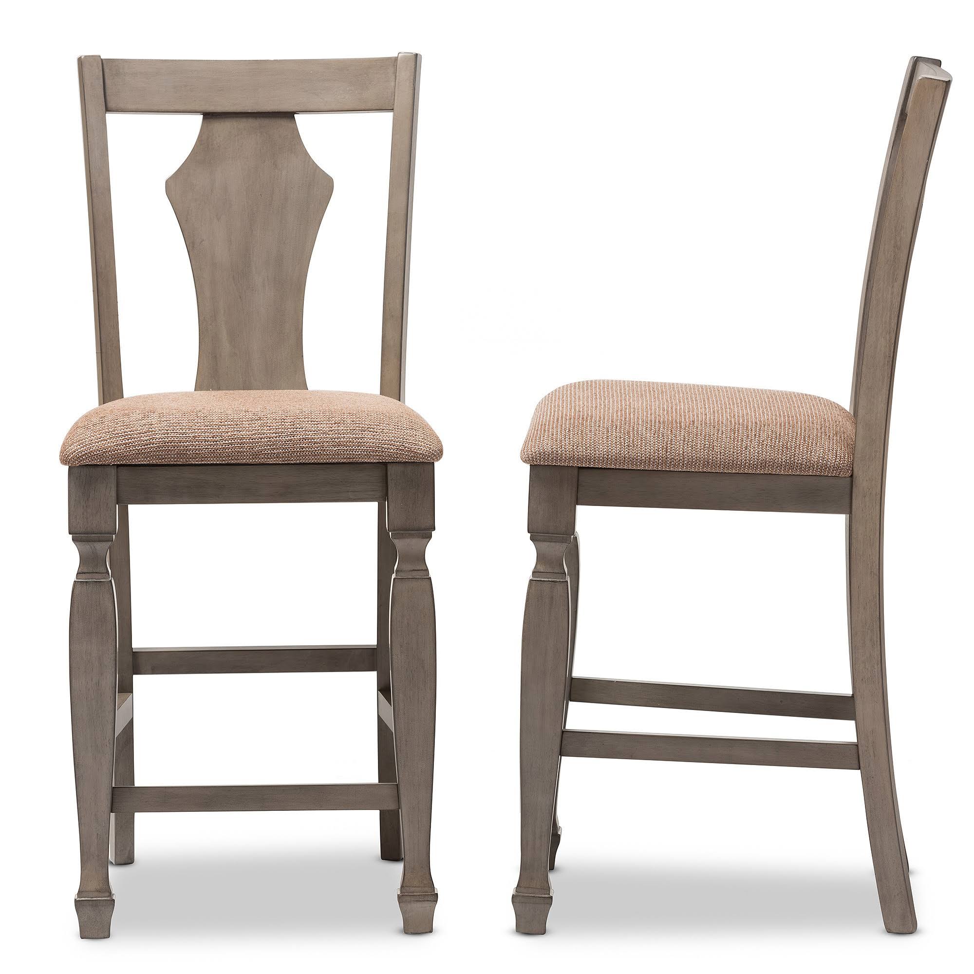 Shabby Chic Grey Fabric Counter Stool - Set of 2 W296