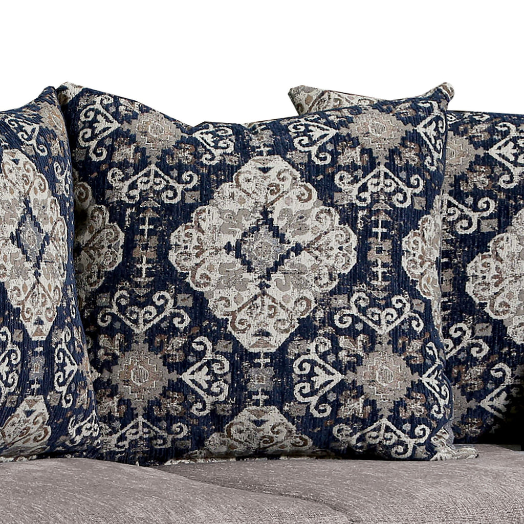 Grey Chenille Rolled Arms Loveseat W427