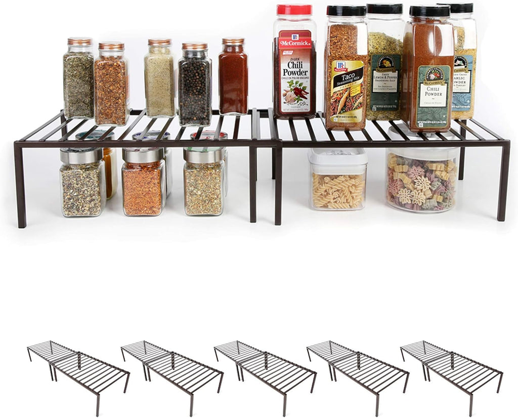 Charcoal Gray Steel Metal Cabinet Storage Shelf, Set of 6, Expandable 16-32 x 10 Inch R74248